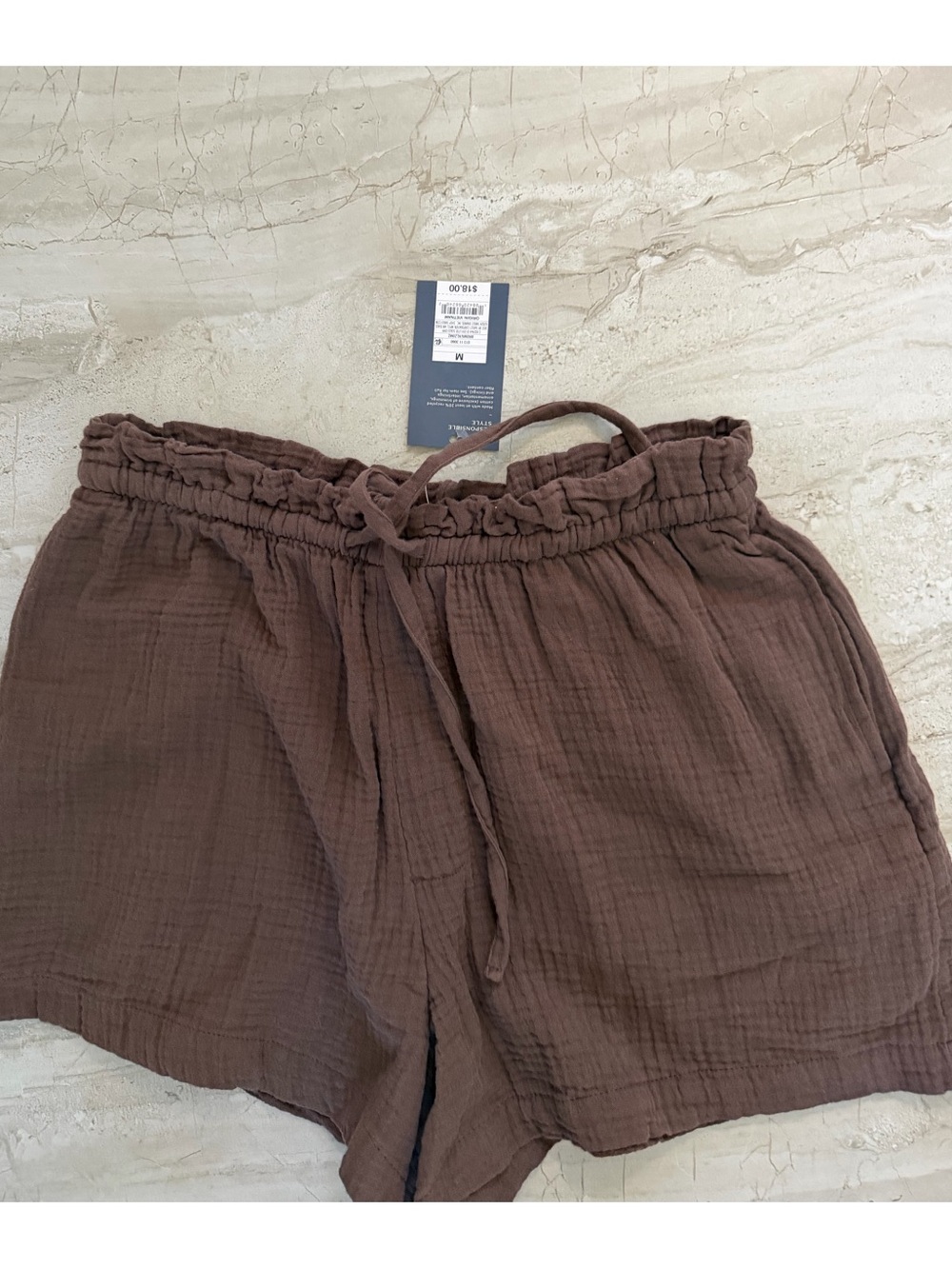 Universal Thread Brown High-Waist Drawstring Gauze Shorts